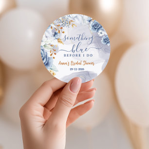 Something Blue Before I Do Bridal Shower Floral Classic Round Sticker