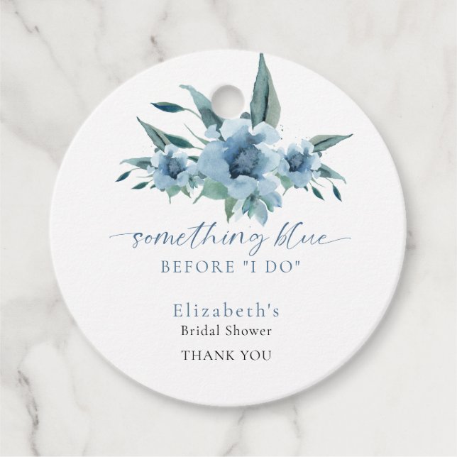 Something Blue Before I Do Bridal Shower Floral Favour Tags (Front)