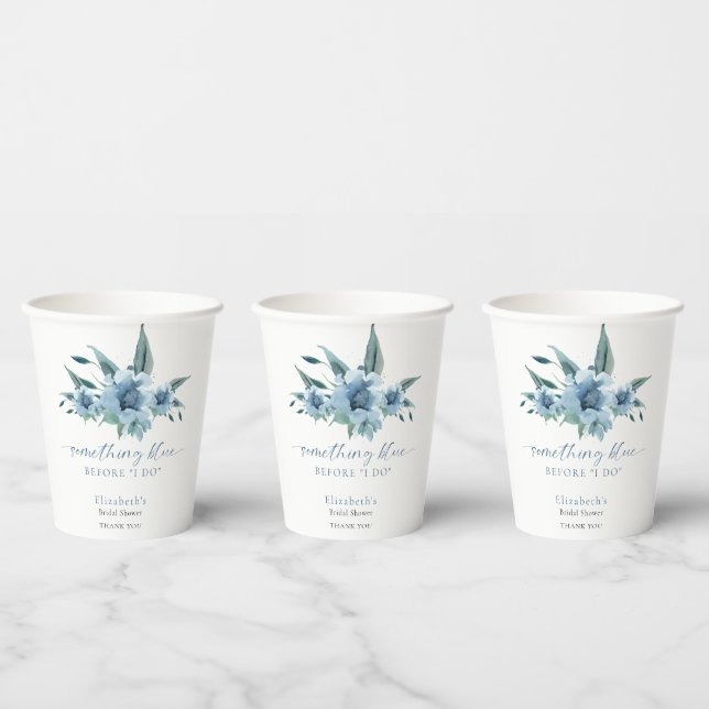 Something Blue Before I Do Bridal Shower Floral Paper Cups (Multi)