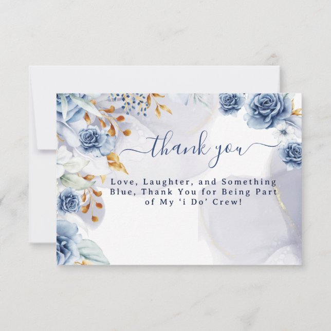 Something Blue Before I Do Bridal Shower Floral Thank You Card (Back)