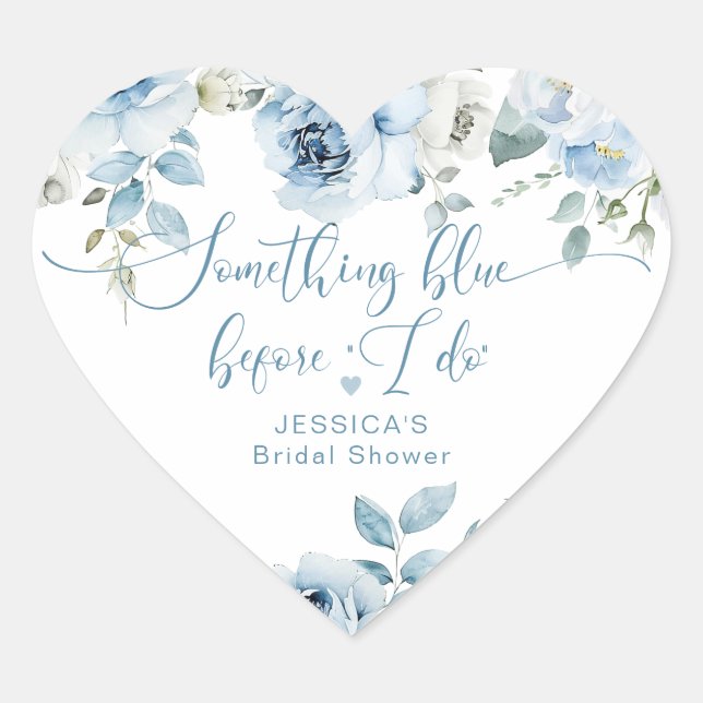 Something blue before I do bridal shower Heart Sticker (Front)