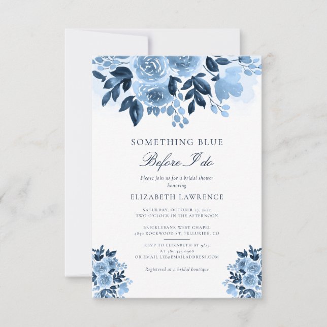 Something Blue Before I Do Bridal Shower Invitation (Front)