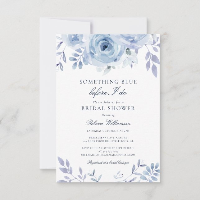 Something Blue Before I Do Bridal Shower Invitation (Front)