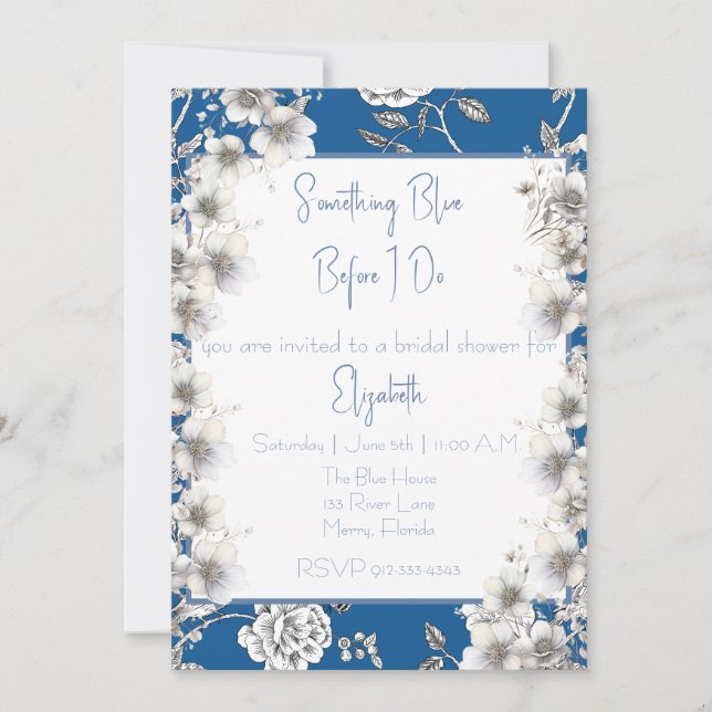 Something Blue Before I Do Bridal Shower Invitation (Front)