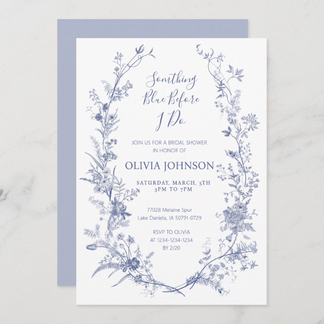 something blue before i do bridal shower invitation (Front/Back)
