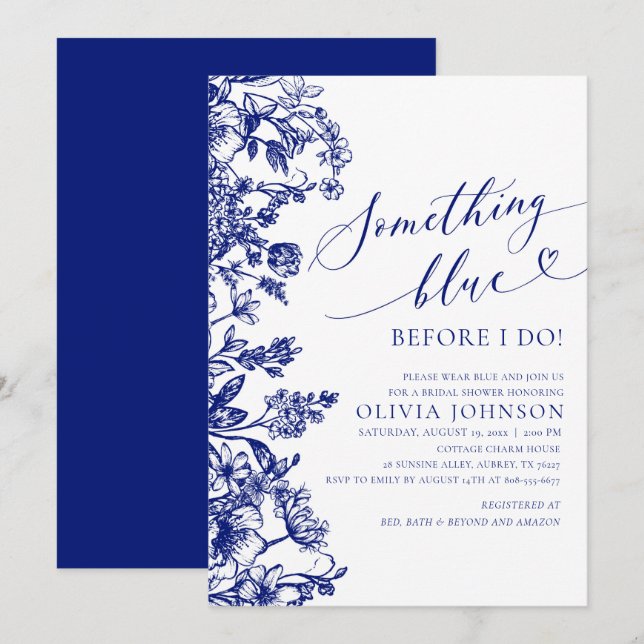 Something Blue Before I do Bridal Shower Invite (Front/Back)