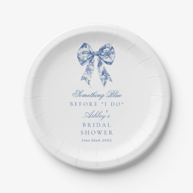 Something Blue Before I Do Bridal Shower Paper Plate (Front)