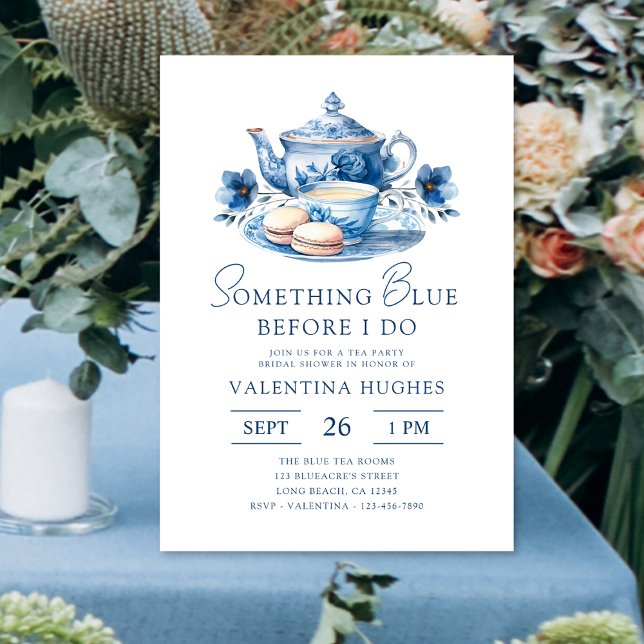 Something Blue Before I Do Bridal Shower Tea Party Invitation (Creator Uploaded)