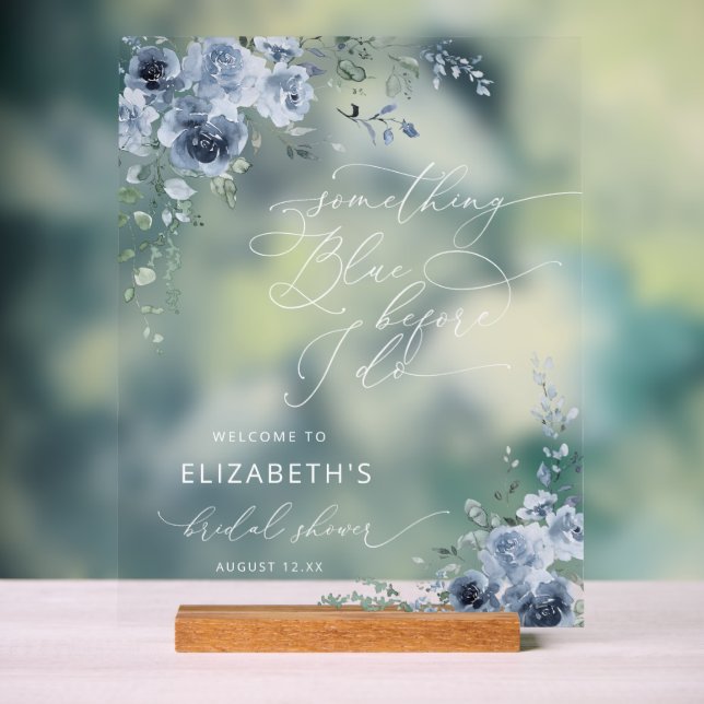 Something Blue Before I Do Bridal Shower Welcome Acrylic Sign (Neutral)
