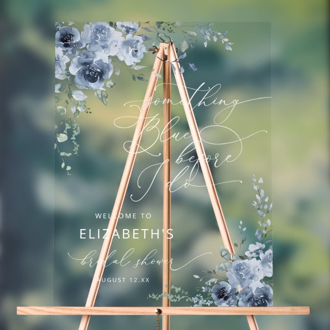 Something Blue Before I Do Bridal Shower Welcome Acrylic Sign (Neutral)