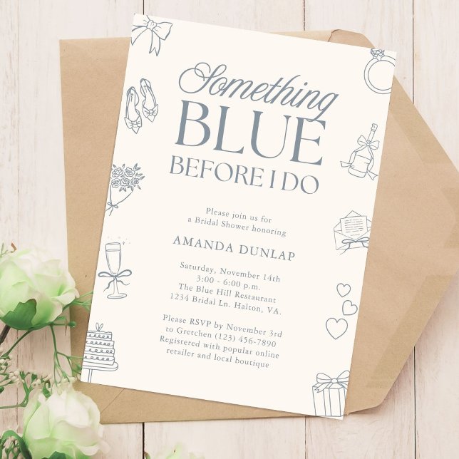 Something Blue Before I Do Drawn Bridal Shower Invitation (Creator Uploaded)