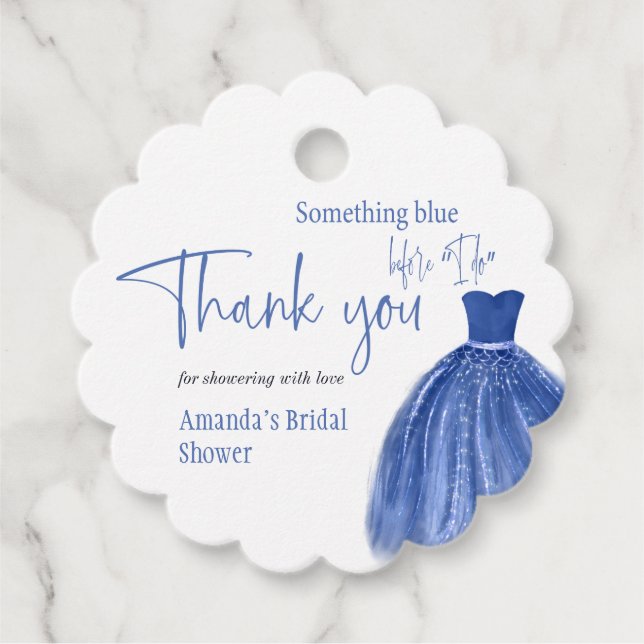 Something Blue Before I Do Dress Bridal Shower Favour Tags (Front)