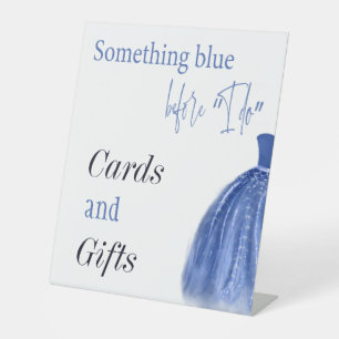 Something Blue Before I Do Dress Bridal Shower Pedestal Sign