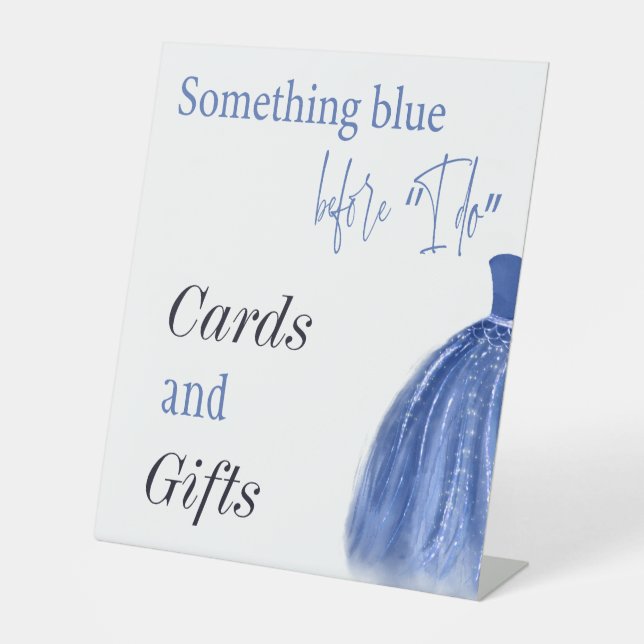 Something Blue Before I Do Dress Bridal Shower Pedestal Sign (Front)