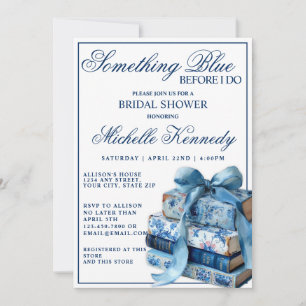 Something Blue Before I Do Elegant Bridal Shower  Invitation