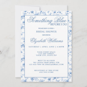 Something Blue Before I Do Elegant Bridal Shower  Invitation