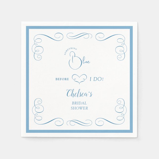 Something Blue Before I Do Elegant Bridal Shower  Napkin (Front)