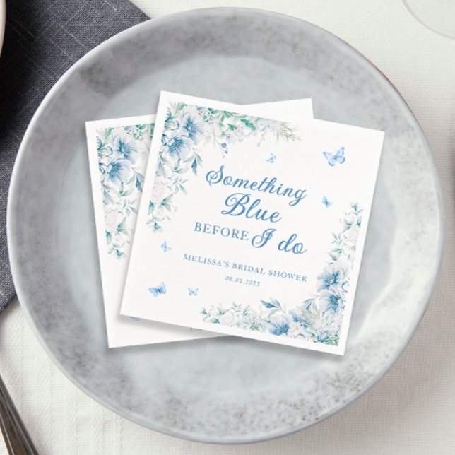 Something Blue Before I Do Elegant Bridal Shower Napkin (Creator Uploaded)