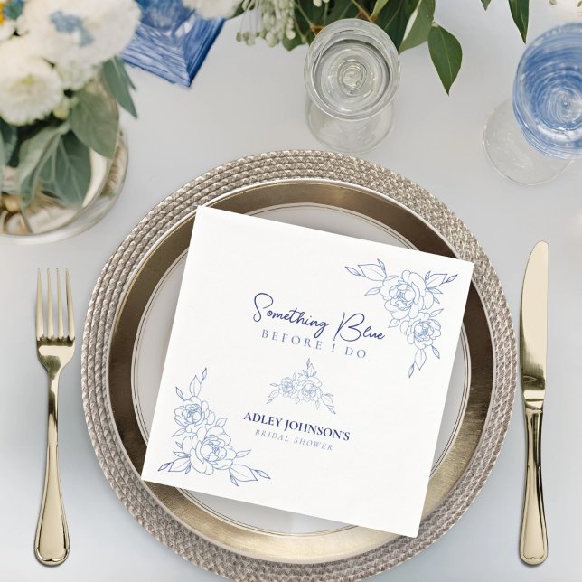 Something Blue Before I Do Elegant Bridal Shower Napkin (Creator Uploaded)