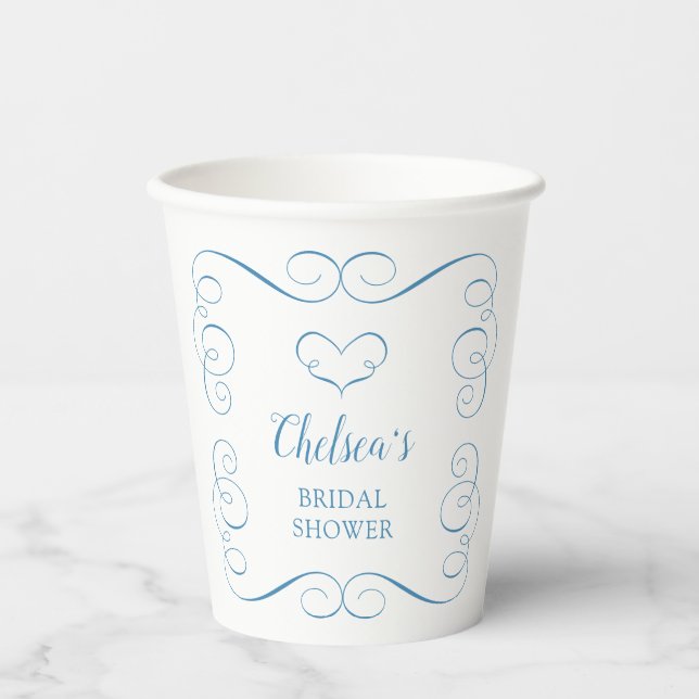 Something Blue Before I Do Elegant Bridal Shower Paper Cups (Front)