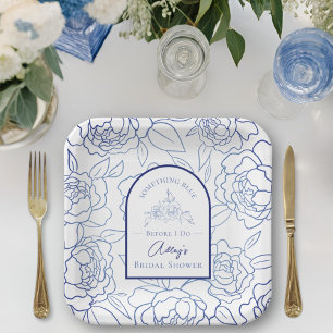 Something Blue Before I Do Elegant Bridal Shower Paper Plate