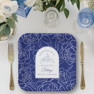 Something Blue Before I Do Elegant Bridal Shower Paper Plate
