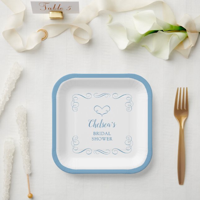 Something Blue Before I Do Elegant Bridal Shower Paper Plate (Wedding)