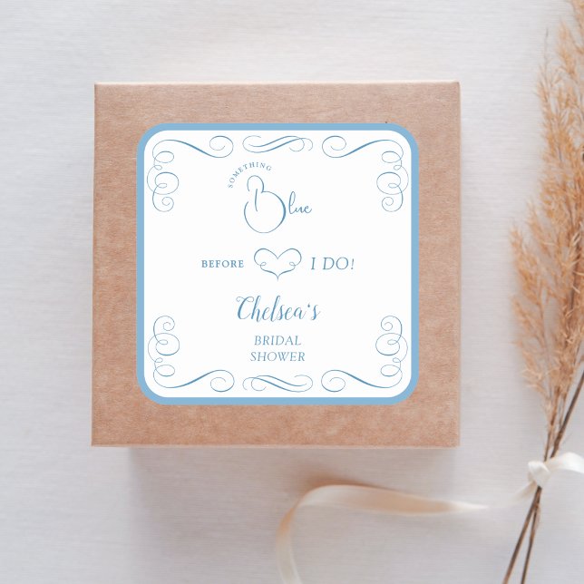 Something Blue Before I Do Elegant Bridal Shower  Square Sticker (Creator Uploaded)