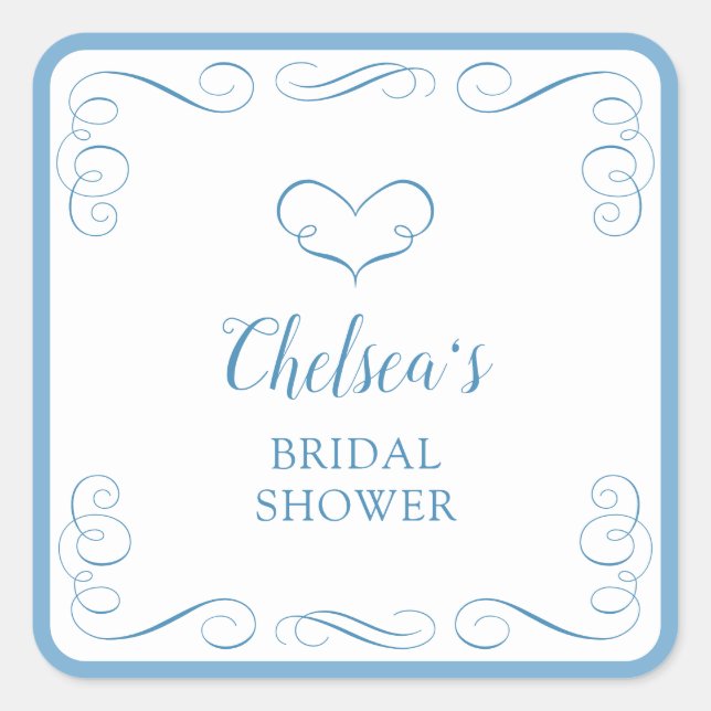 Something Blue Before I Do Elegant Bridal Shower Square Sticker (Front)