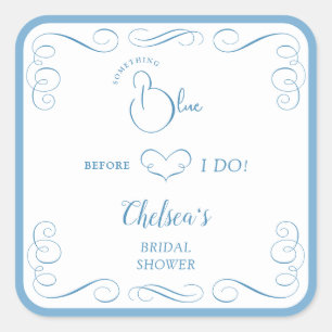 Something Blue Before I Do Elegant Bridal Shower  Square Sticker