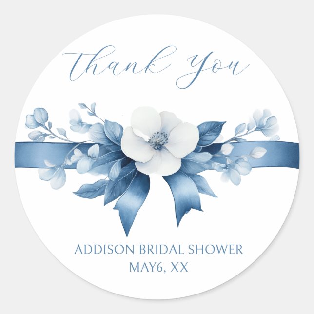 Something Blue Before I do, Floral & Bow Classic  Round Sticker (Front)