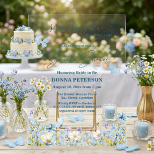 Something Blue before 'I do' Floral Bridal Shower Acrylic Invitations