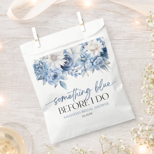 Something Blue Before I Do Floral Bridal Shower Favour Bag (Clipped)