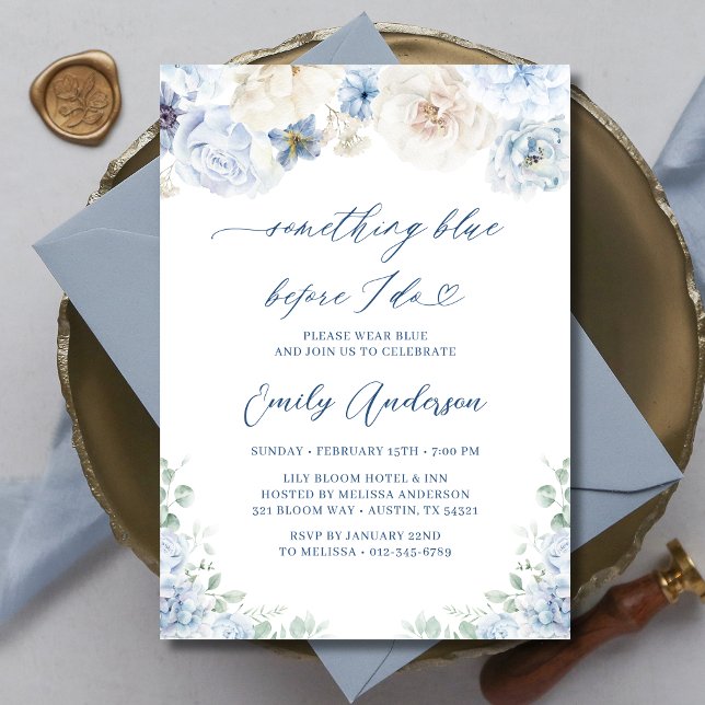 Something Blue Before I Do Floral Bridal Shower Invitation (Creator Uploaded)