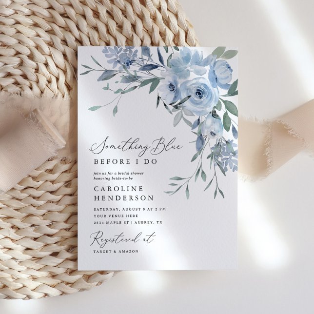 Something Blue Before I Do Floral Bridal Shower Invitation (Creator Uploaded)