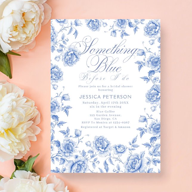 Something Blue Before I Do Floral Bridal Shower Invitation (Creator Uploaded)