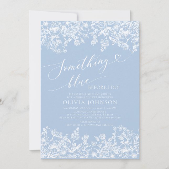 Something Blue Before I do Floral Bridal Shower Invitation (Front)