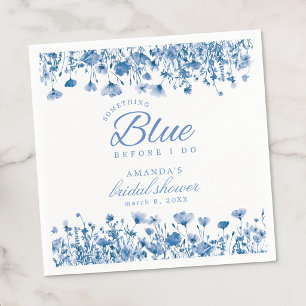 Something Blue Before I Do Floral Bridal Shower Napkin