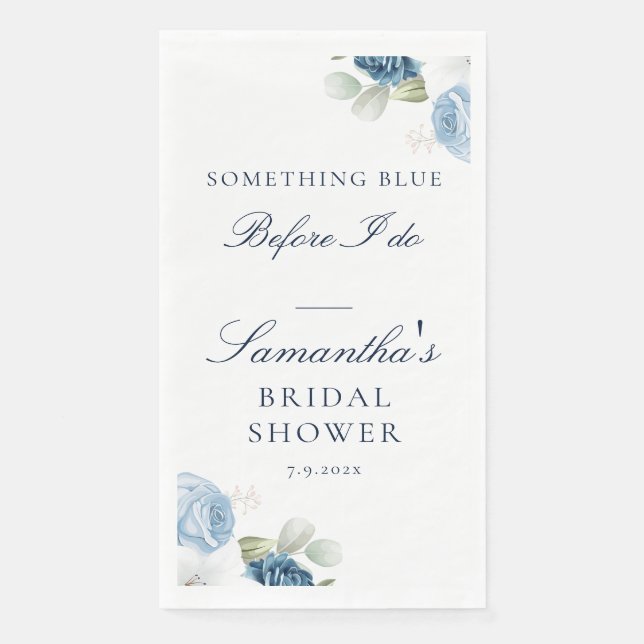 Something Blue Before I Do Floral Bridal Shower Napkin (Front)