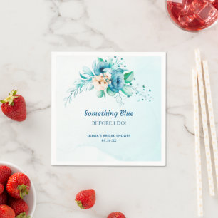 Something Blue Before I Do Floral Bridal Shower  Napkin