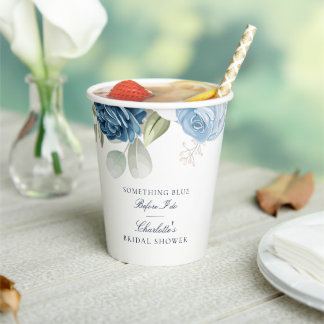 Something Blue Before I Do Floral Bridal Shower Paper Cups