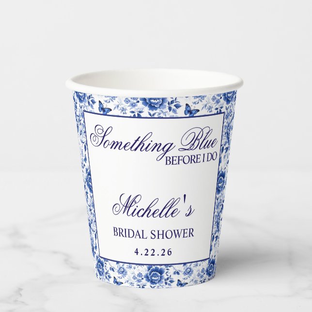 Something Blue Before I Do Floral Bridal Shower  Paper Cups (Front)