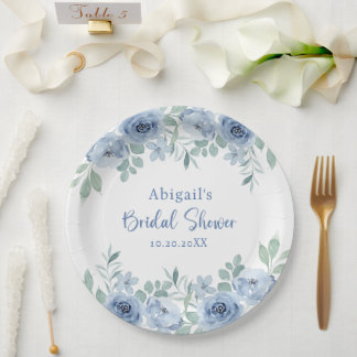 SOMETHING BLUE BEFORE I DO FLORAL BRIDAL SHOWER PAPER PLATE