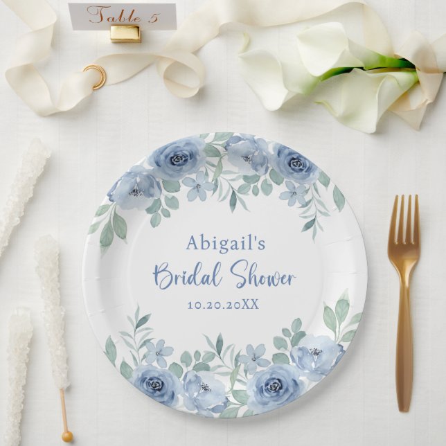 SOMETHING BLUE BEFORE I DO FLORAL BRIDAL SHOWER  PAPER PLATE (Wedding)