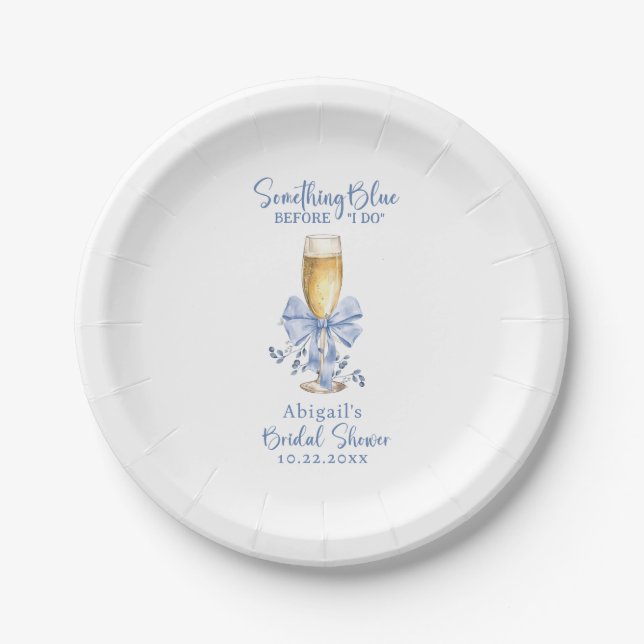 SOMETHING BLUE BEFORE I DO FLORAL BRIDAL SHOWER  PAPER PLATE (Front)
