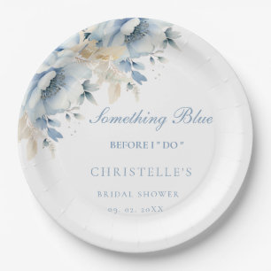 Something blue before i do floral Bridal shower Paper Plate