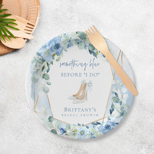 Something Blue Before I Do Floral Bridal Shower Paper Plate