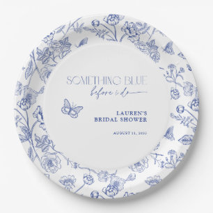 Something Blue Before I Do Floral Bridal Shower Paper Plate