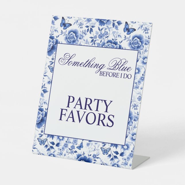 Something Blue Before I Do Floral Bridal Shower  Pedestal Sign (Front)