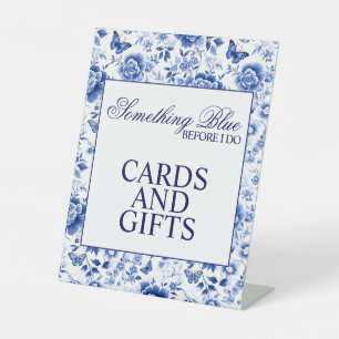 Something Blue Before I Do Floral Bridal Shower  Pedestal Sign
